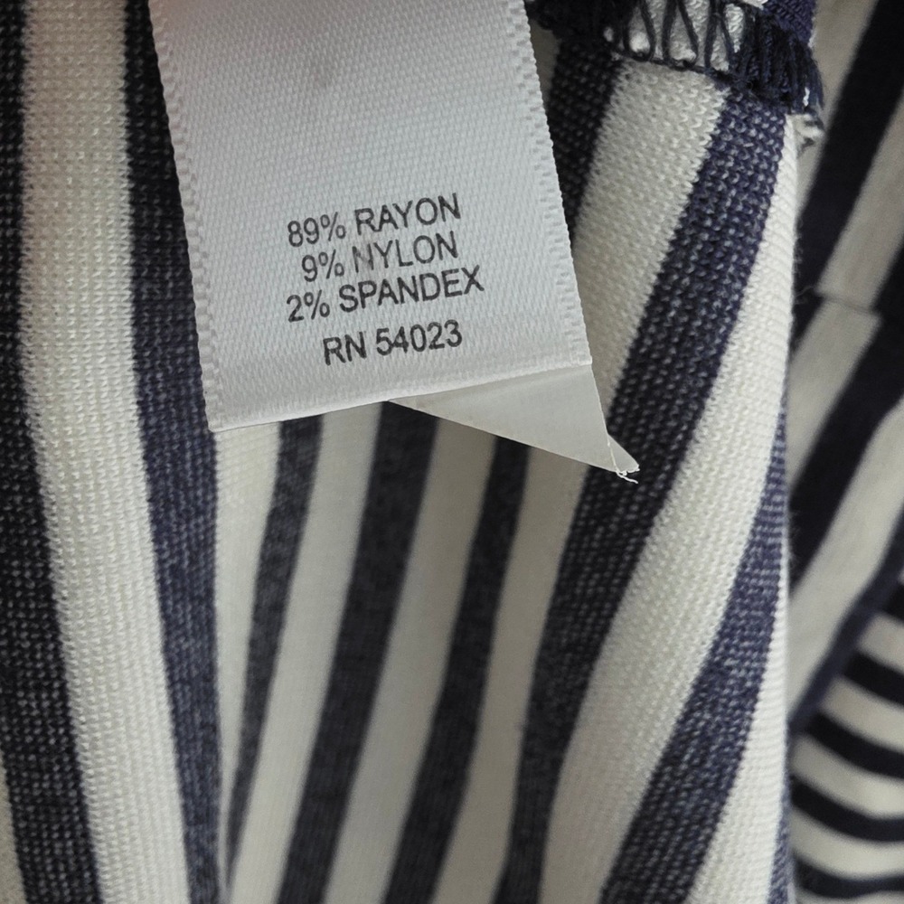 Banana Republic Navy White Striped Sheath Dress Scoop Neck Elbow Sleeve Size 10 - Picture 5 of 16